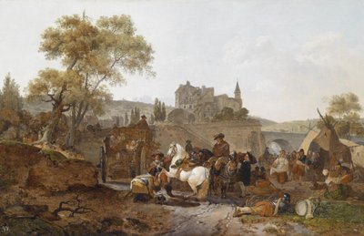 Military Camp Outside the Walls of a City by Claude Michel Hamon Duplessis